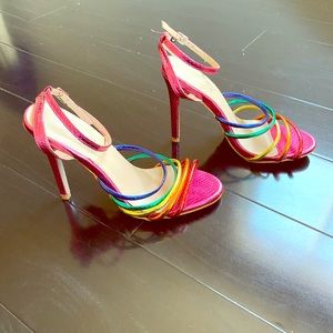 Faux leather colorful heels